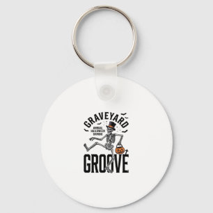 Dancing Skeleton Shirt with Pumpkin Vintage Hallow Keychain