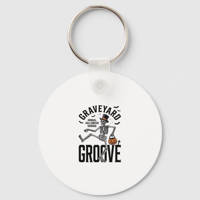 Dancing Skeleton Shirt with Pumpkin Vintage Hallow Keychain (Front)