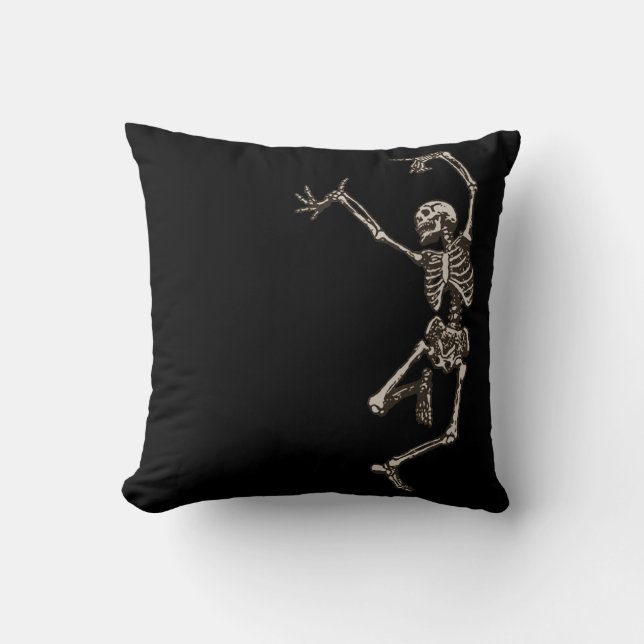 Dancing Skeleton Throw Pillow (Front)