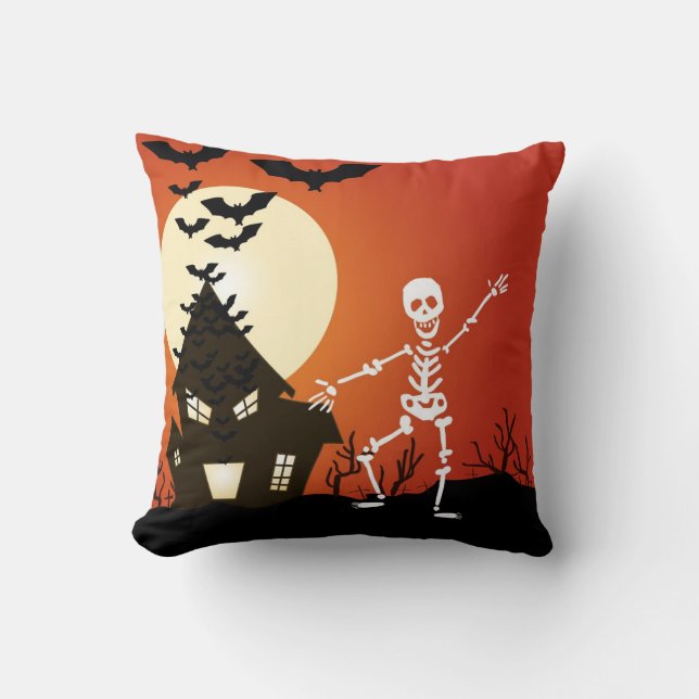 Dancing skeleton throw pillow (Front)