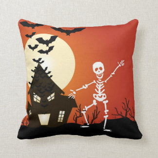 Dancing skeleton throw pillow