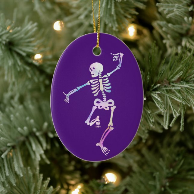 Dancing Skeleton Watercolor    Ceramic Ornament (Tree)