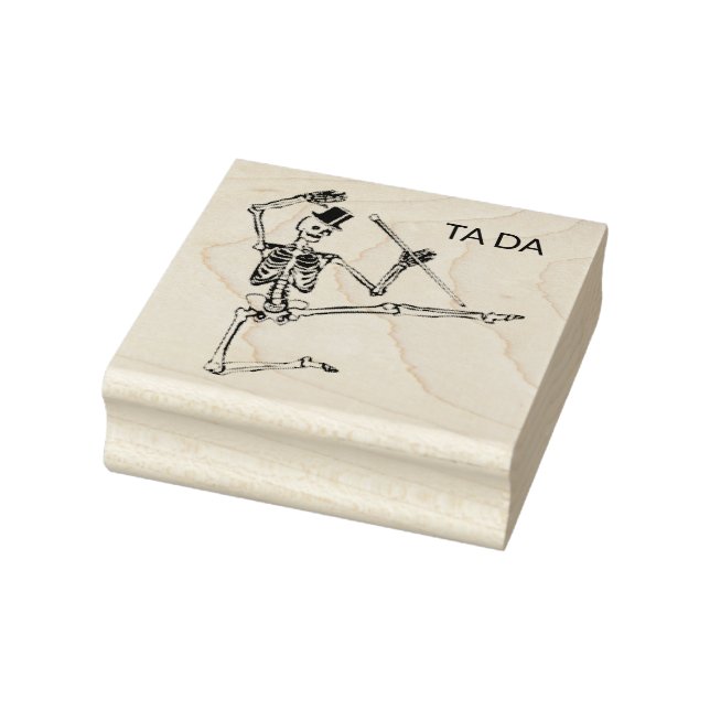 DANCING SKELETON WITH TOP HAT Wood Art Stamp (Stamp)