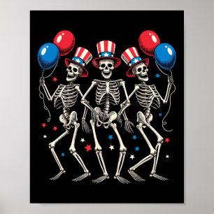 Dancing Skeletons 4th Of July Funny Independence D Poster