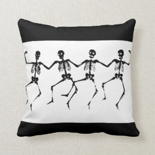 Dancing Skeletons (blacknwhite) Throw Pillow