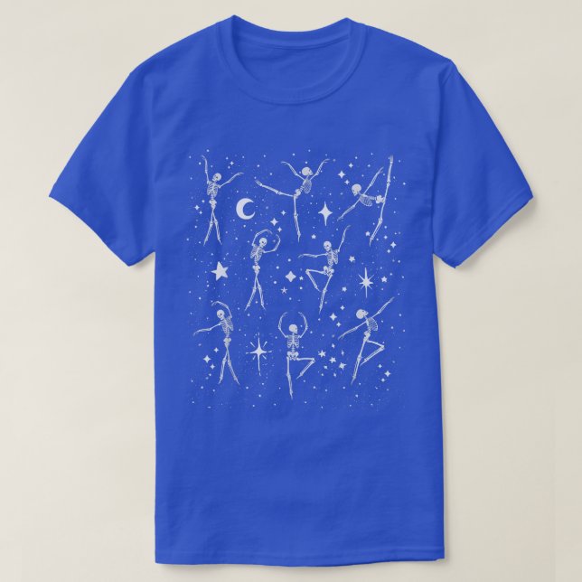 Dancing Skeletons Celestial Moon Funny Dancer Vint T-Shirt (Design Front)