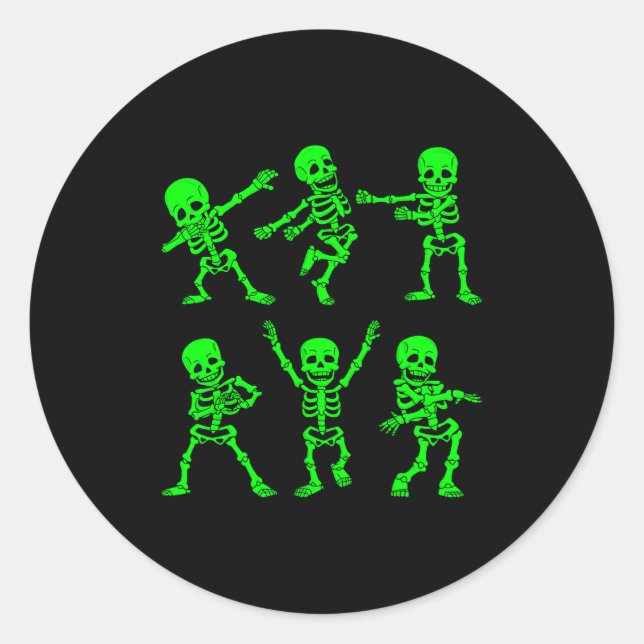 Dancing Skeletons Dance Challenge Girl Boys Kids H Classic Round Sticker (Front)