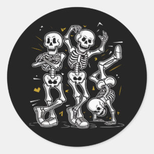 Dancing Skeletons Dance Challenge Halloween  Classic Round Sticker