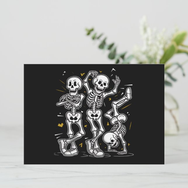 Dancing Skeletons Dance Challenge Halloween  Invitation (Standing Front)
