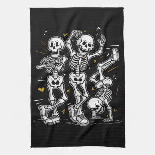 Dancing Skeletons Dance Challenge Halloween  Kitchen Towel