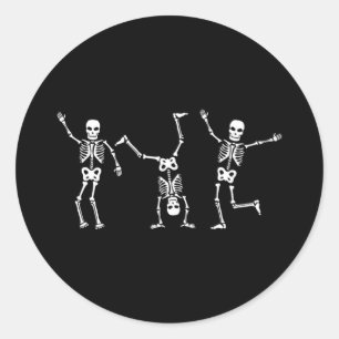 Dancing Skeletons Dance Challenge Halloween Scary  Classic Round Sticker