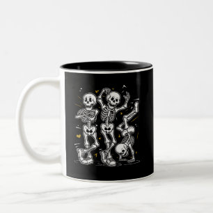 Dancing Skeletons Dance Challenge Halloween  Two-Tone Coffee Mug