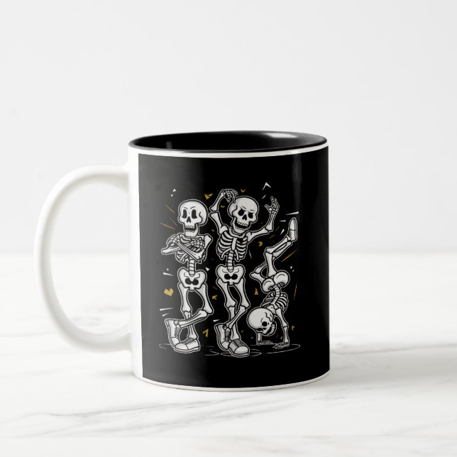 Dancing Skeletons Dance Challenge Halloween  Two-Tone Coffee Mug (Left)