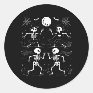 Dancing Skeletons Dance Challenge Kids Halloween Classic Round Sticker