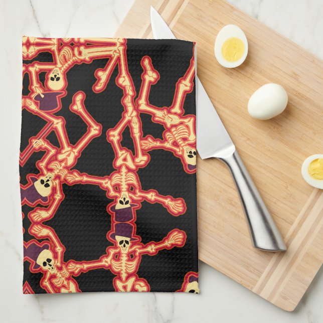 Dancing Skeletons Dish Towel (Quarter Fold)