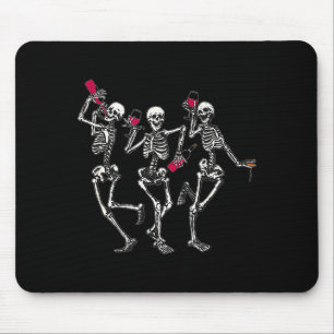 Dancing Skeletons Drinking Wine Lover Funny Hallow Mouse Pad