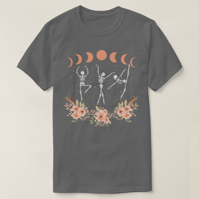 Dancing Skeletons Fall Boho Aesthetic T-Shirt (Design Front)