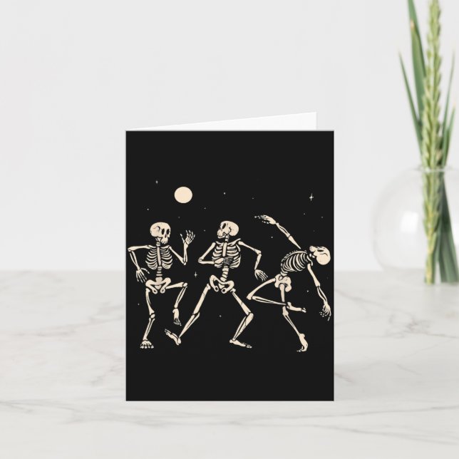 Dancing Skeletons Funny Halloween Skeleton Dancing Card (Front)