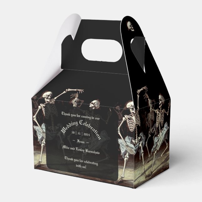 Dancing Skeletons Gothic Wedding Favor Box (Back Side)
