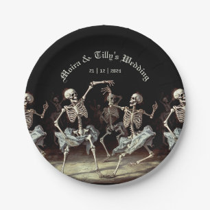 Dancing Skeletons Gothic Wedding Paper Plate