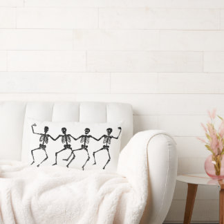 Dancing Skeletons Graphic – Vintage Woodcut Style  Lumbar Pillow