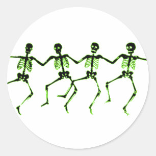Dancing Skeletons, Green Glow Classic Round Sticker