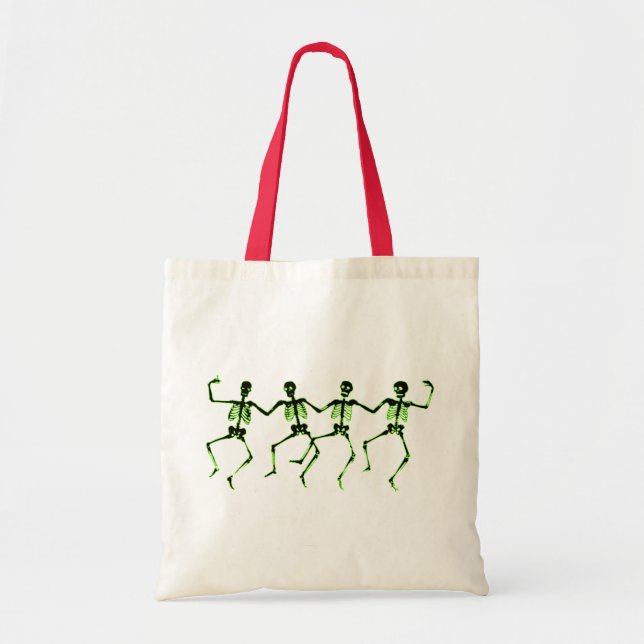 Dancing Skeletons, Green Glow Tote Bag (Front)
