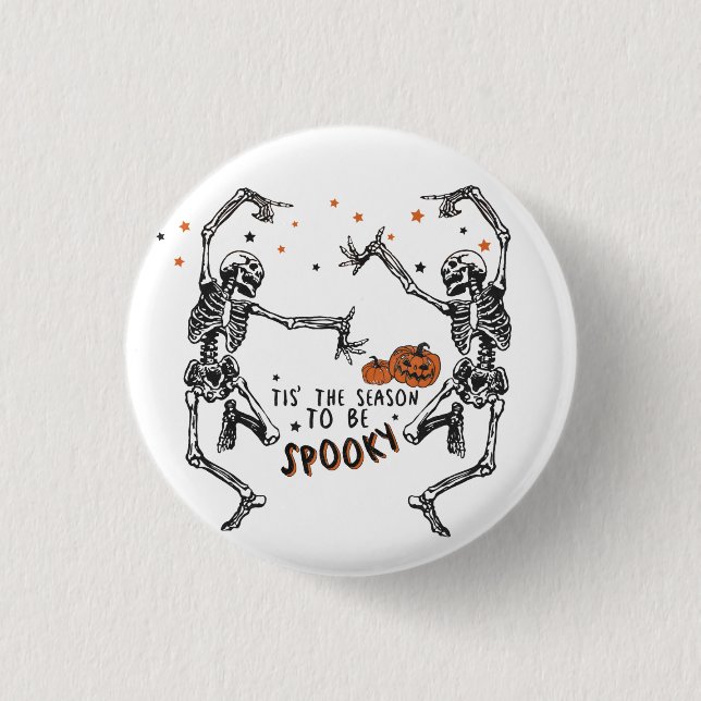 Dancing Skeletons Halloween 1 Inch Round Button (Front)