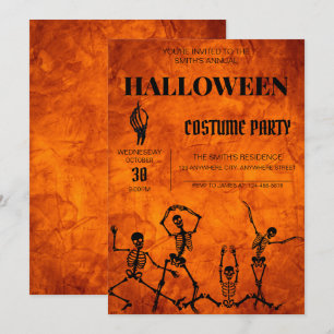 Dancing Skeletons Halloween Costume Invitation
