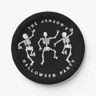 Dancing Skeletons Halloween design Paper Plate