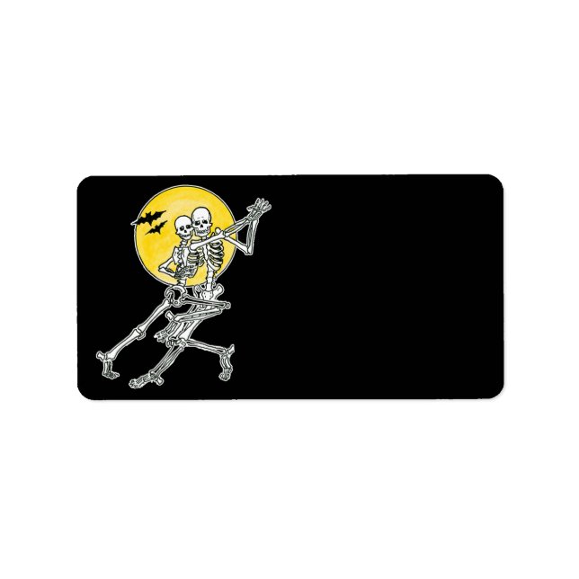 Dancing Skeletons Halloween Étiquette (Devant)