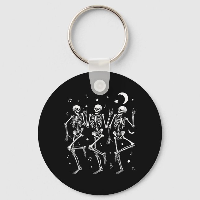 Dancing Skeletons Halloween Funny Skeleton Dance Keychain (Front)