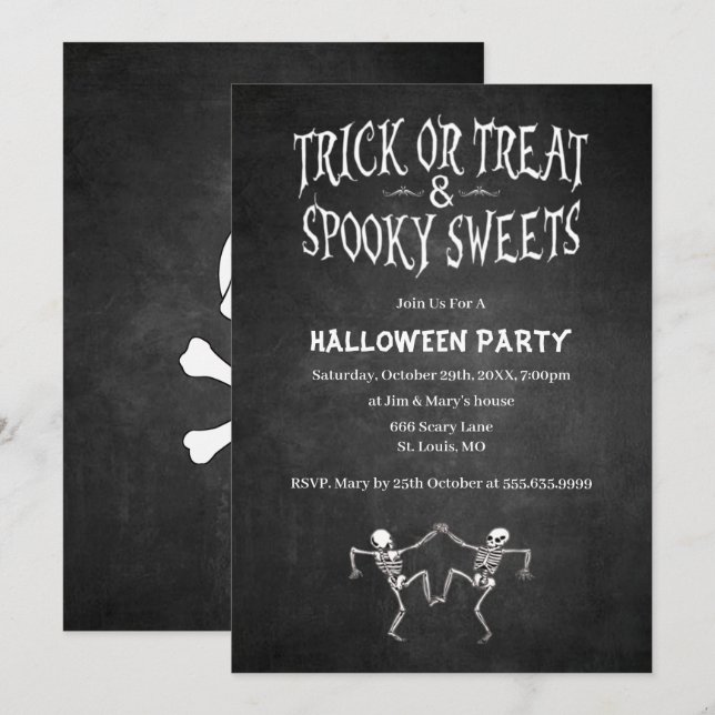Dancing Skeletons Halloween Party Invitation (Front/Back)