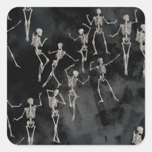 Dancing Skeletons Halloween Square Sticker