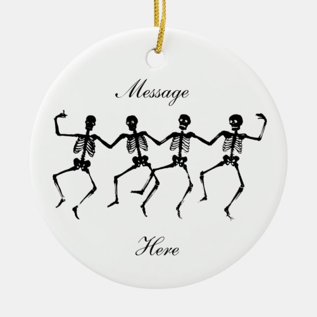 Dancing Skeletons Halloween Thunder_Cove Ceramic Ornament (Front)