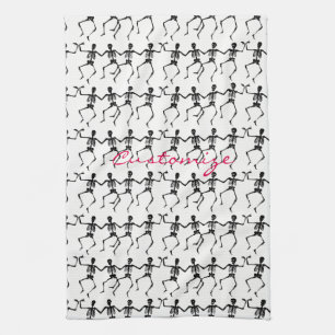 Dancing Skeletons Halloween Thunder_Cove Kitchen Towel