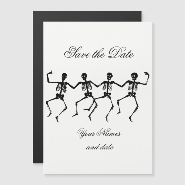Dancing Skeletons Halloween Thunder_Cove Magnetic Invitation (Front/Back)
