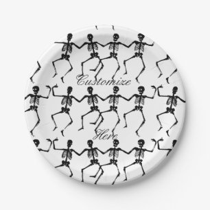 Dancing Skeletons Halloween Thunder_Cove Paper Plate