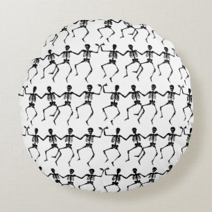 Dancing Skeletons Halloween Thunder_Cove Round Pillow