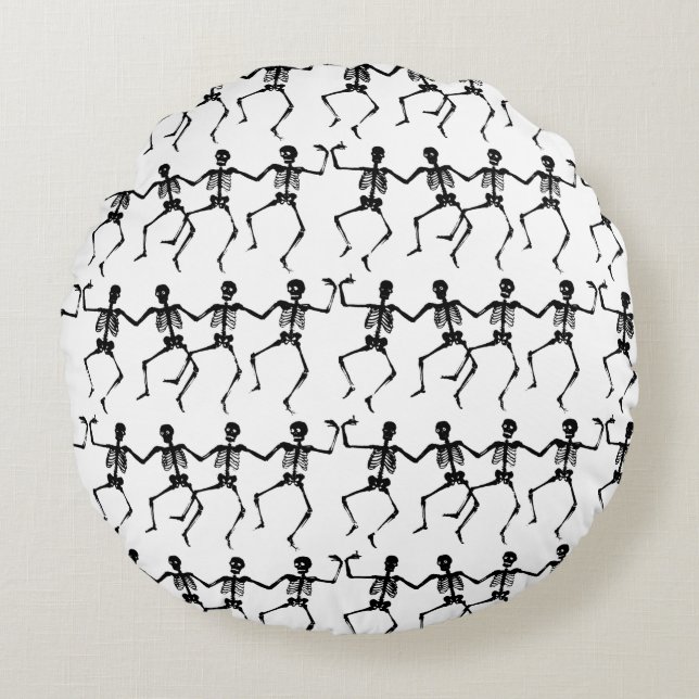 Dancing Skeletons Halloween Thunder_Cove Round Pillow (Front)
