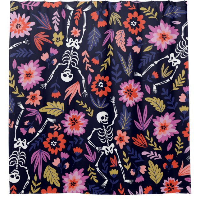 Dancing skeletons in the floral garden pattern (Front)