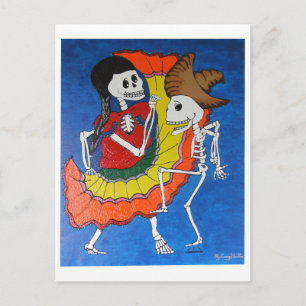 Dancing skeletons postcard