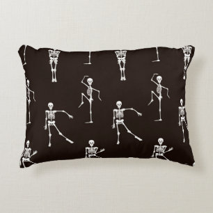 Dancing Skeletons: Quirky Seamless Background Accent Pillow
