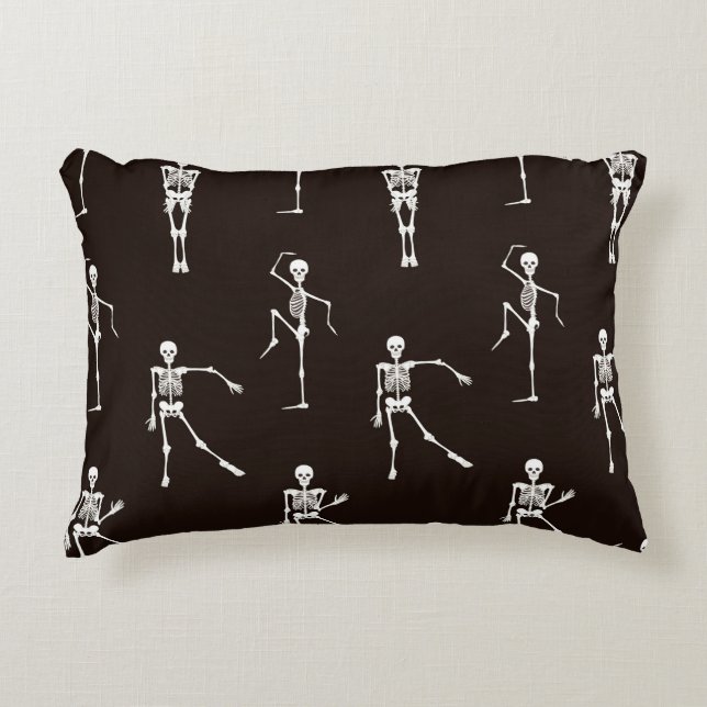 Dancing Skeletons: Quirky Seamless Background Accent Pillow (Front)
