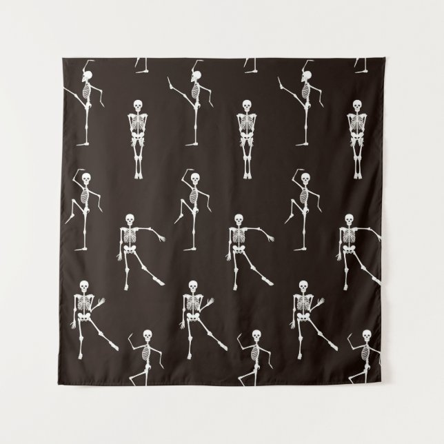 Dancing Skeletons: Quirky Seamless Background Tapestry (Front)