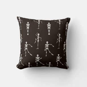 Dancing skeletons seamless pattern throw pillow
