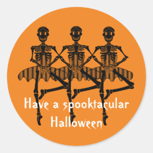 Dancing Skeletons Spooktacular Halloween Classic Round Sticker