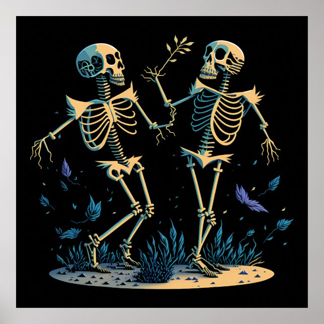 Dancing Skeletons Spooky Classic Black Poster (Front)