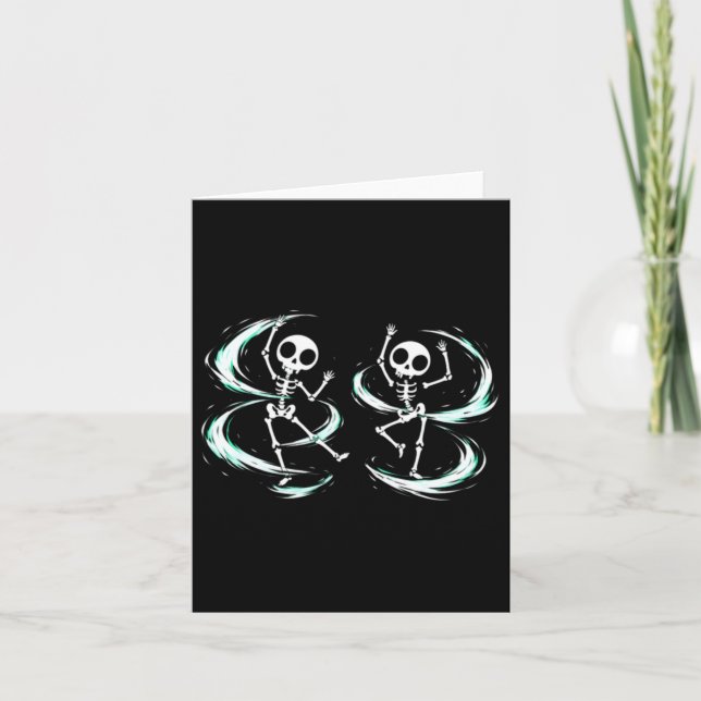 Dancing Skeletons Spooky Cute Halloween Graphic Card (Front)