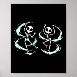 Dancing Skeletons Spooky Cute Halloween Graphic Poster